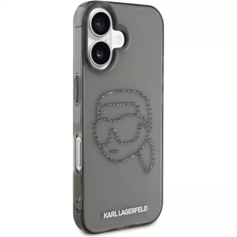Karl Lagerfeld IML Rhinestones Karl Head Case iPhone 16 (musta)
