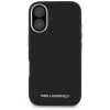 Karl Lagerfeld Saffiano FullWrapped Elongated Metal Logo MagSafe Case iPhone 16 musta
