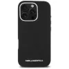 Karl Lagerfeld Saffiano Full Wrapped Elongated Metal Logo MagSafe Case iPhone 16 Pro musta