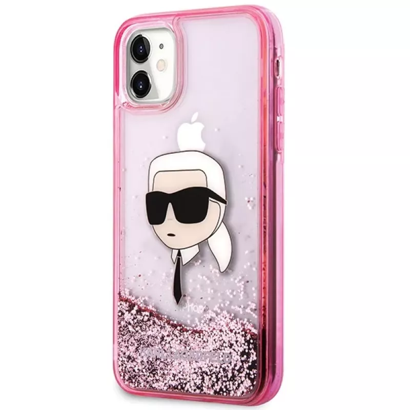 Karl Lagerfeld KLHCN61LNKHCP Hardcase iPhone 11/XR, pinkki, Glitter Karl Head