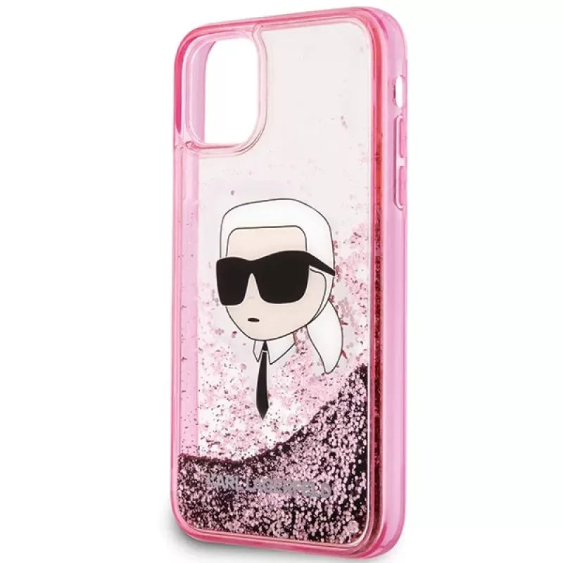 Karl Lagerfeld KLHCN61LNKHCP Hardcase iPhone 11/XR, pinkki, Glitter Karl Head