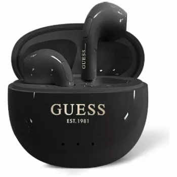 Guess Glossy Effect EggShape Printed Classic Logo TWS -nappikuulokkeet musta