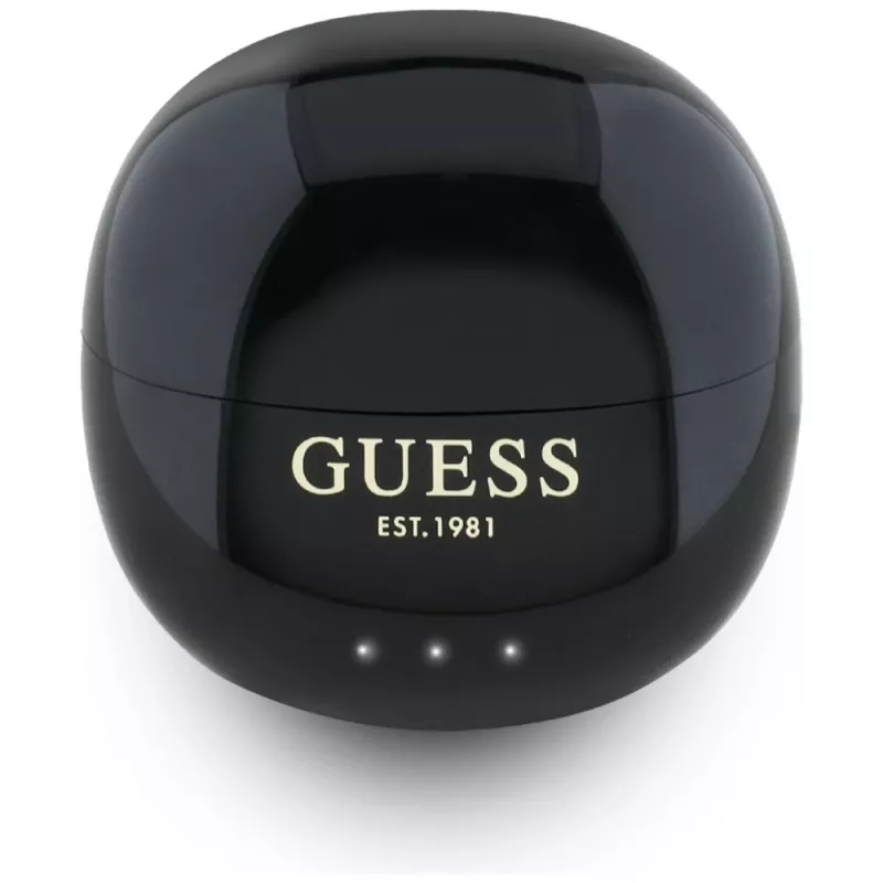 Guess Glossy Effect EggShape Printed Classic Logo TWS -nappikuulokkeet musta