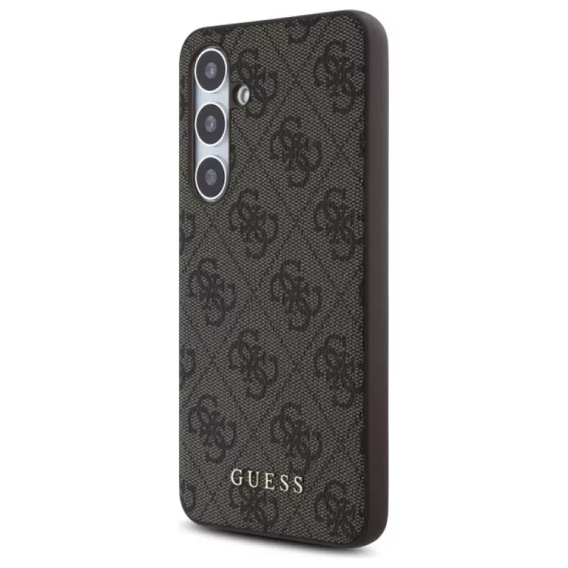Guess 4G Metal Gold Logo takakansi Samsung Galaxy S24 FE, ruskea