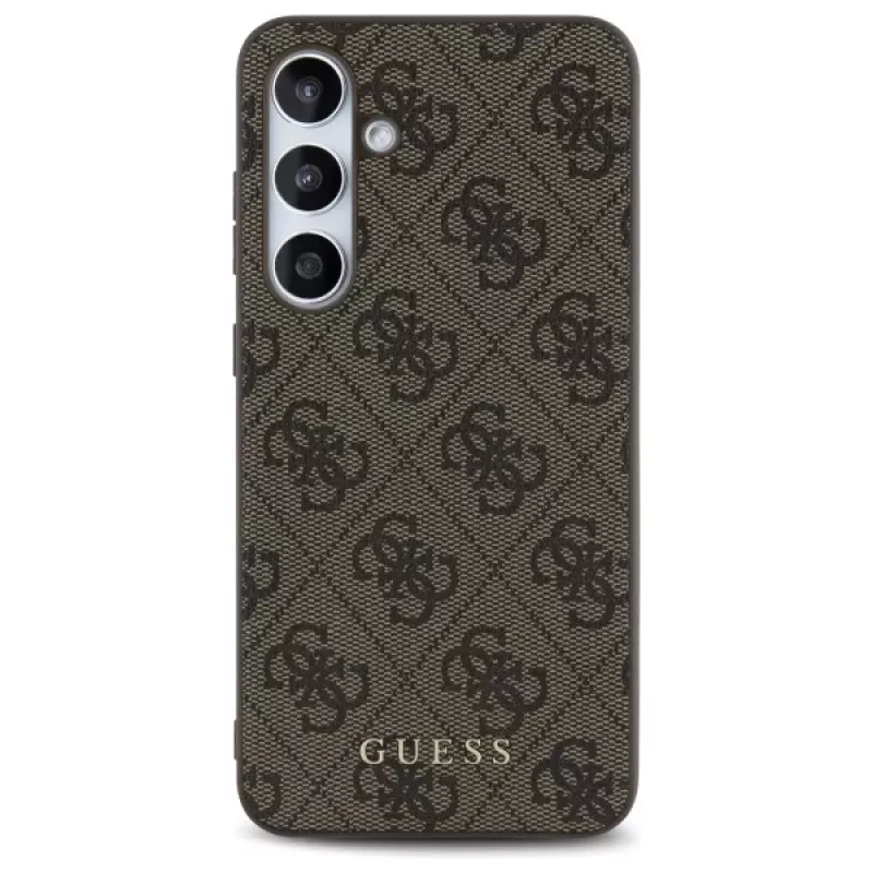 Guess 4G Metal Gold Logo takakansi Samsung Galaxy S24 FE, ruskea