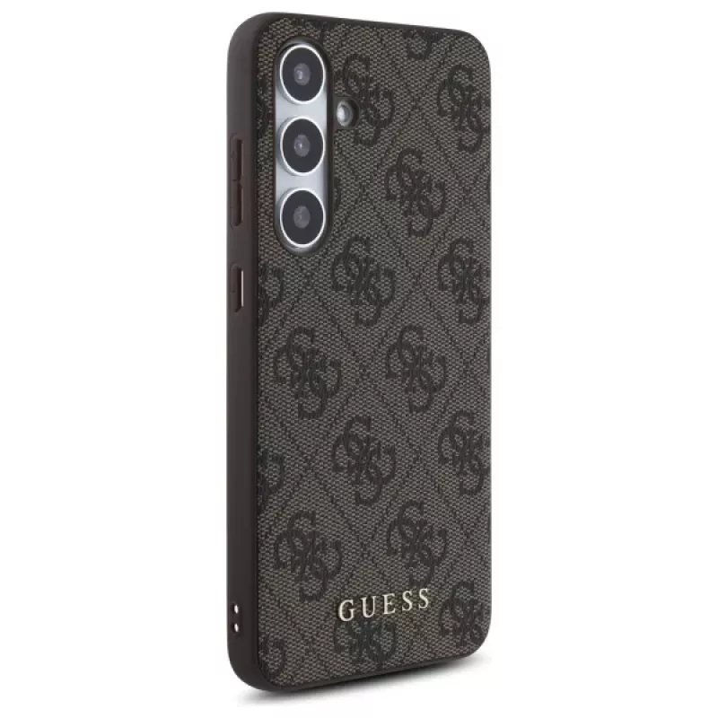 Guess 4G Metal Gold Logo takakansi Samsung Galaxy S24 FE, ruskea