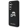 Karl Lagerfeld KLHCS24FEPGKLKCPK Samsung Galaxy S24 FE -kovakotelo musta Monogram Karl & Choupette Head Pin