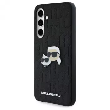 Karl Lagerfeld KLHCS24FEPGKLKCPK Samsung Galaxy S24 FE -kovakotelo musta Monogram Karl & Choupette Head Pin