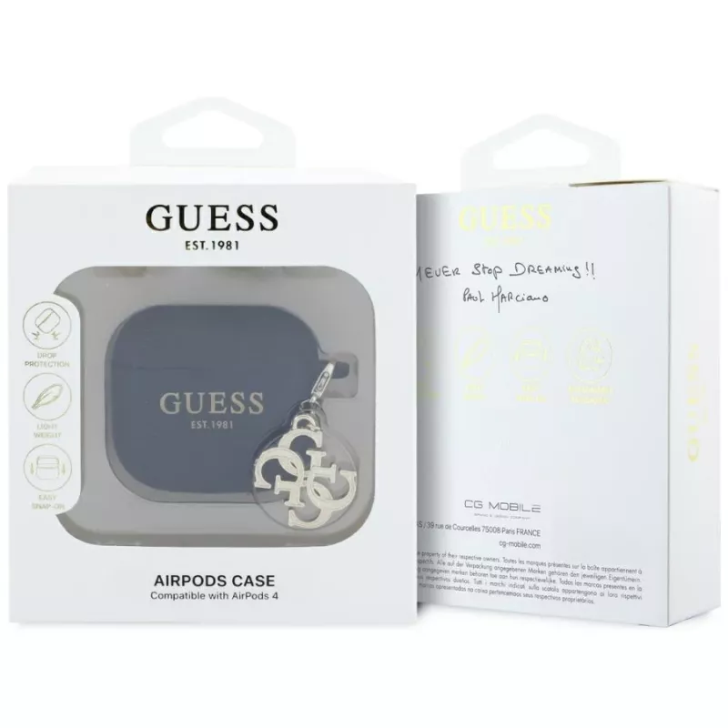 Guess Silicone 4G Charm Case AirPods 4 - musta