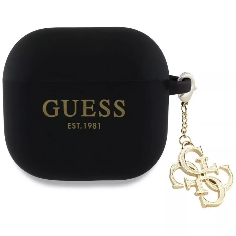 Guess Silicone 4G Charm Case AirPods 4 - musta