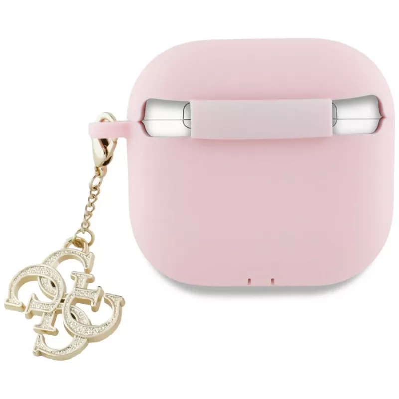 Guess GUA4LECG4P AirPods 4 -kotelo pinkki silikoni 4G Charm