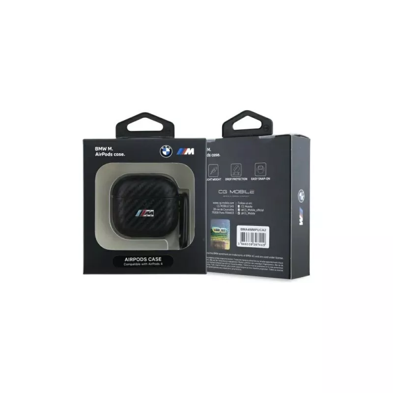 BMW BMA4CMPUCA AirPods 4 -kotelo musta PU Carbon M Collection