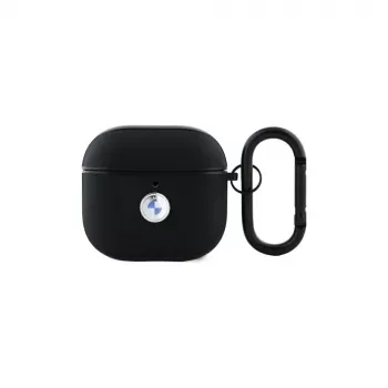 BMW BMA4SSLBK AirPods 4 -kotelo musta aito nahka hopea logo