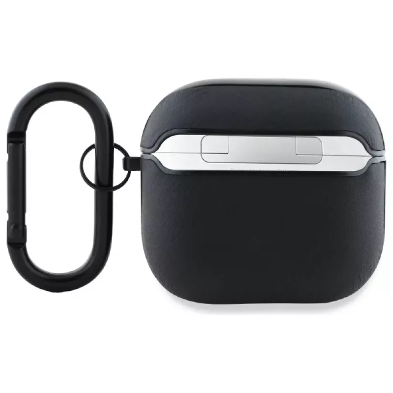 AMG AMA4SLWK AirPods 4 -kotelo musta nahka valkoinen logo