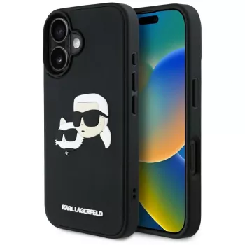 KARL LAGERFELD HC 3D Rubber DoubleHeads kuori iPhone 16, musta