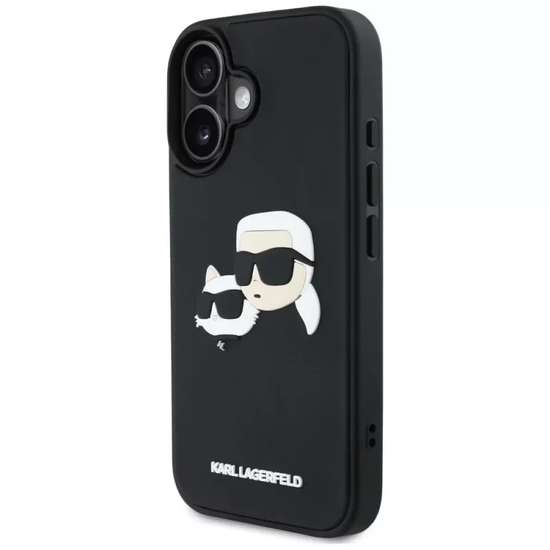 KARL LAGERFELD HC 3D Rubber DoubleHeads kuori iPhone 16, musta