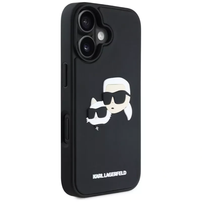 KARL LAGERFELD HC 3D Rubber DoubleHeads kuori iPhone 16, musta