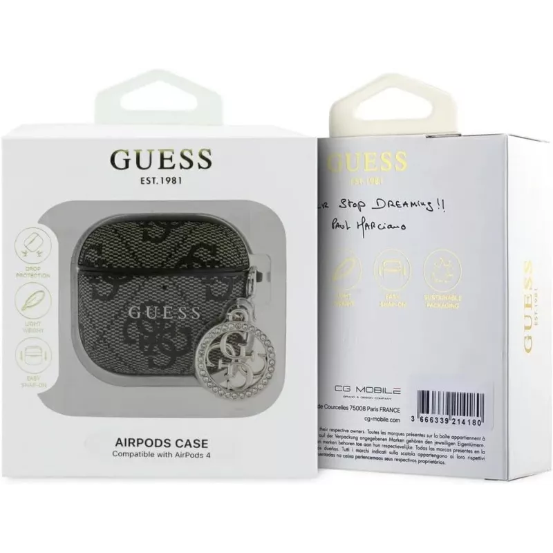 Guess 4G Strass Charm suojakuori Apple AirPods 4, ruskea