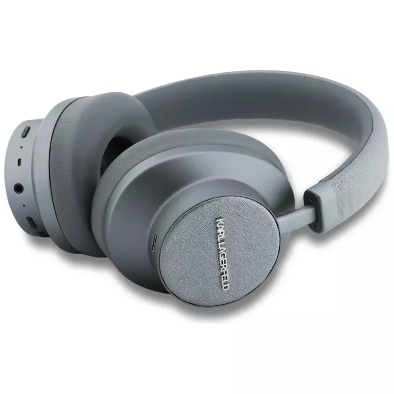 Karl Lagerfeld Saffiano Elongated Bluetooth ANC Over-Ear -kuulokkeet harmaa