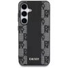 DKNY Leather Checkered Pattern MagSafe kuori Samsung Galaxy S25, musta