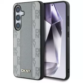 DKNY Leather Checkered Pattern MagSafe kuori Samsung Galaxy S25 - taupe