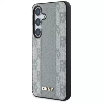 DKNY Leather Checkered Pattern MagSafe kuori Samsung Galaxy S25 - taupe