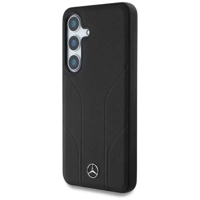 MERCEDES-BENZ Mercedes Leather Debossed Lines MagSafe kuori Samsung Galaxy S25+ musta