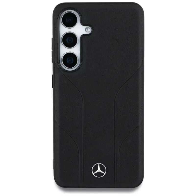 MERCEDES-BENZ Mercedes Leather Debossed Lines MagSafe kuori Samsung Galaxy S25+ musta