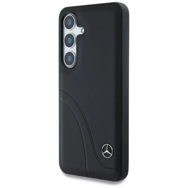 MERCEDES-BENZ nahkakuori kaarevilla ompeleilla Samsung Galaxy S25 musta