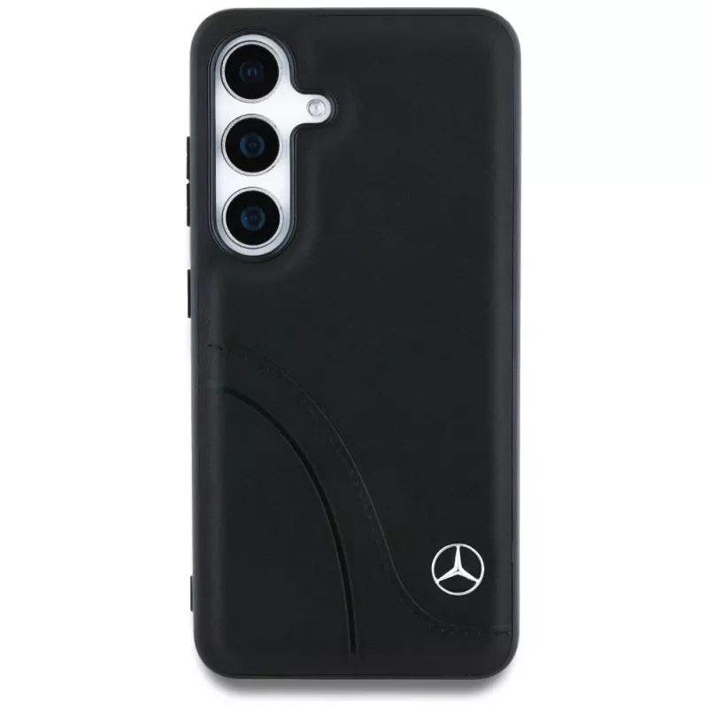 MERCEDES-BENZ nahkakuori kaarevilla ompeleilla Samsung Galaxy S25 musta