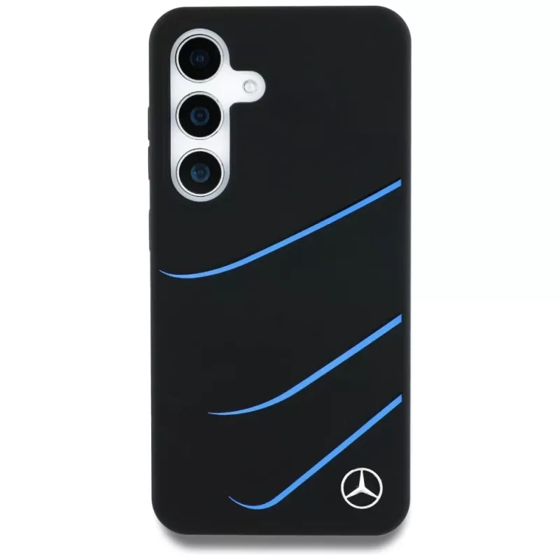 MERCEDES-BENZ Silicone Contrasted Curves MagSafe kuori Samsung Galaxy S25, musta