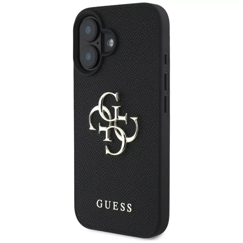 Guess Grained Big 4G Logo Small Classic Logo kuori iPhone 16 (musta)