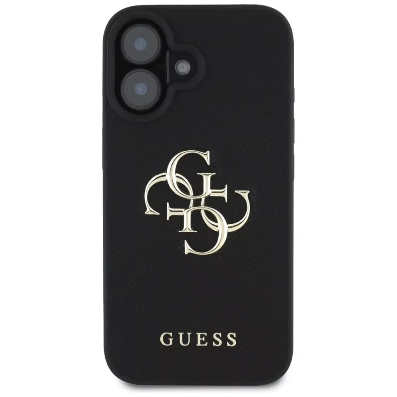 Guess Grained Big 4G Logo Small Classic Logo kuori iPhone 16 (musta)