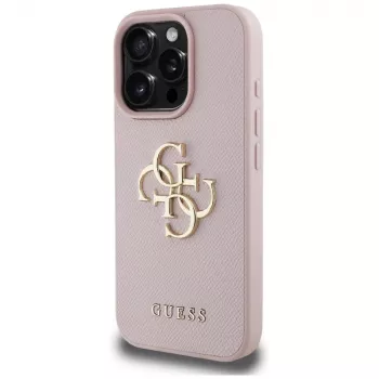 Guess Grained Big 4G Logo Small Classic Logo takakuori Apple iPhone 16 Pro (pinkki)