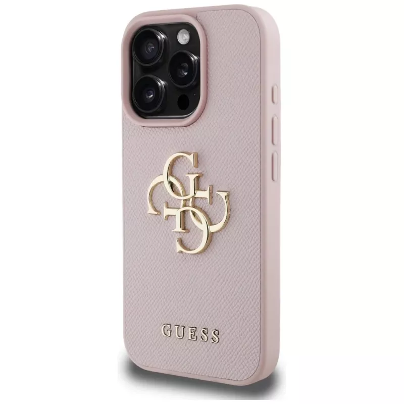 Guess Grained Big 4G Logo Small Classic Logo takakuori Apple iPhone 16 Pro (pinkki)
