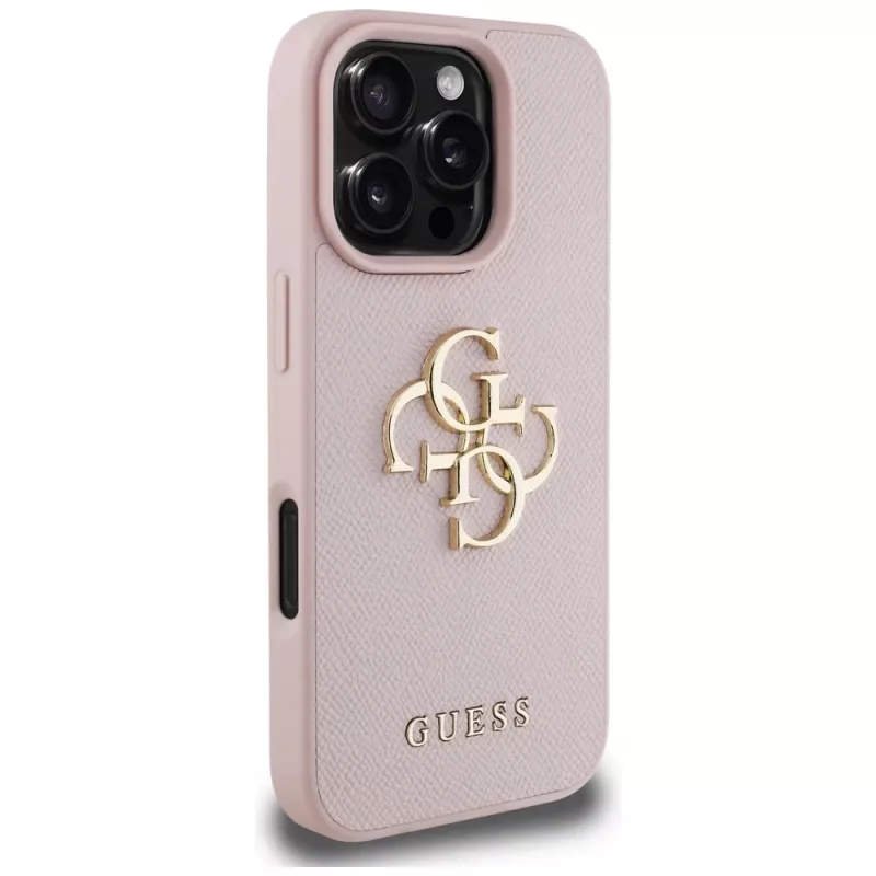 Guess Grained Big 4G Logo Small Classic Logo takakuori Apple iPhone 16 Pro (pinkki)