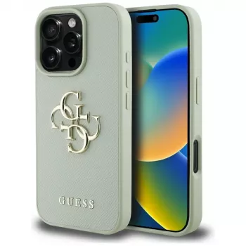 Guess Grained Big 4G Logo Small Classic Logo takakuori Apple iPhone 16 Pro Max - vihreä