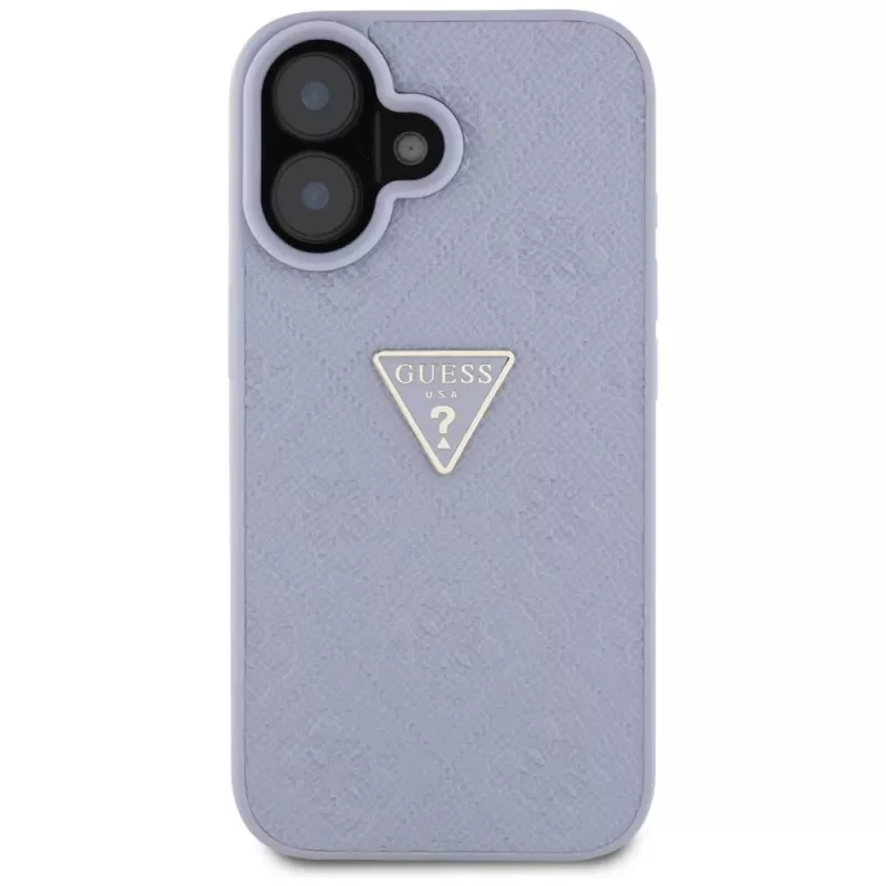 Guess Hot Stamp 4G Pattern Triangle Metal Logo kuori iPhone 16 (violetti)