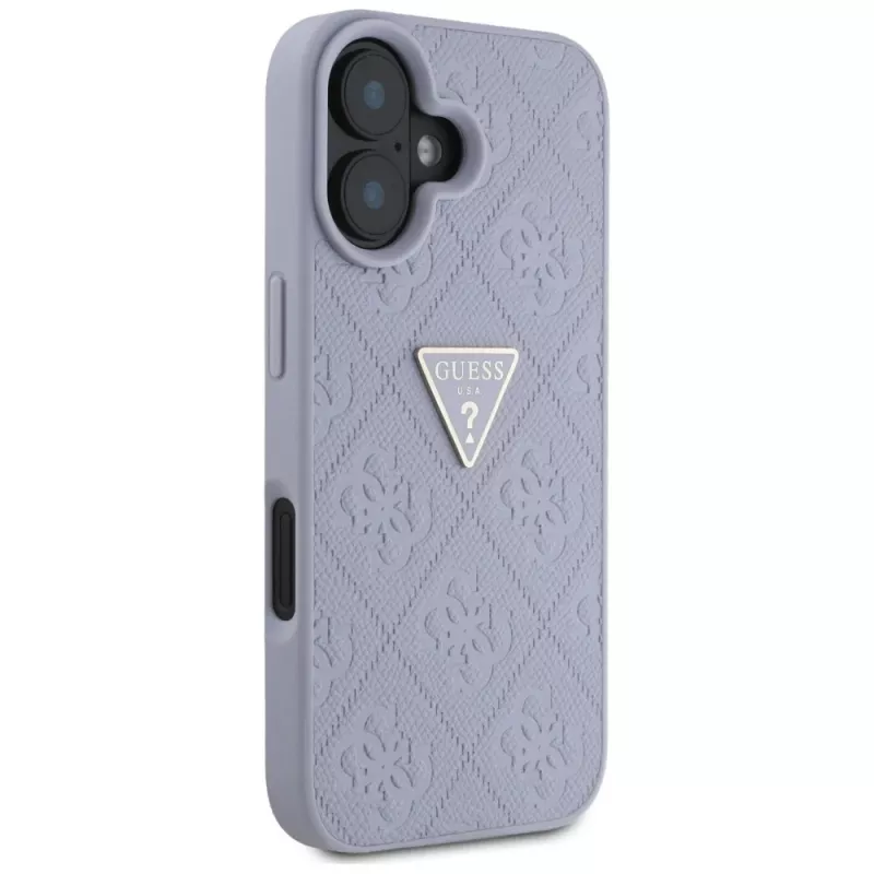 Guess Hot Stamp 4G Pattern Triangle Metal Logo kuori iPhone 16 (violetti)