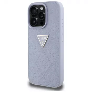 Guess Hot Stamp 4G Pattern Triangle Metal Logo kuori iPhone 16 Pro Max (violetti)