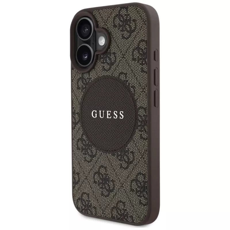 Guess 4G Circle Classic Logo MagSafe kuori iPhone 16, ruskea