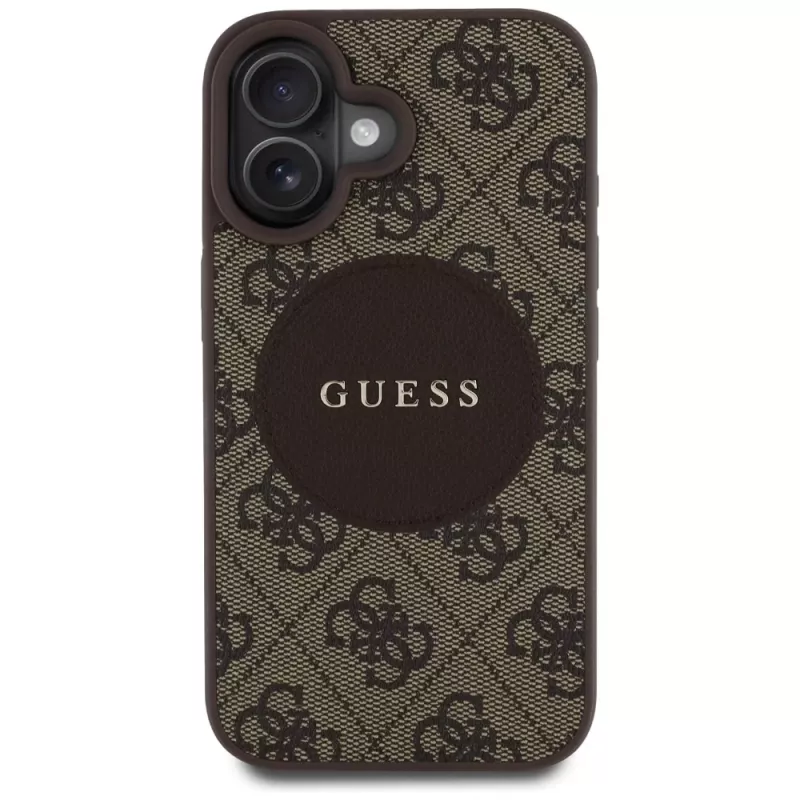 Guess 4G Circle Classic Logo MagSafe kuori iPhone 16, ruskea