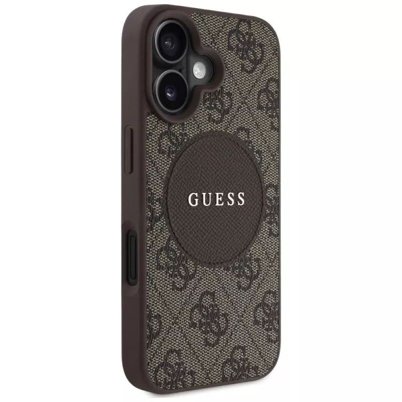 Guess 4G Circle Classic Logo MagSafe kuori iPhone 16, ruskea