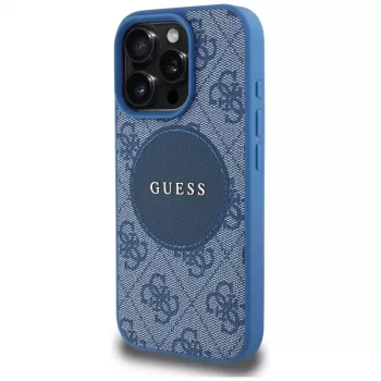 Guess 4G Circle Classic Logo MagSafe kuori iPhone 16 Pro Max, sininen