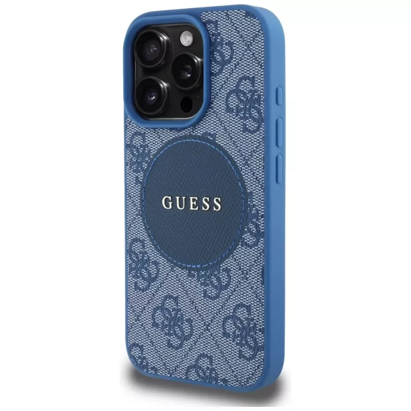 Guess 4G Circle Classic Logo MagSafe kuori iPhone 16 Pro Max, sininen