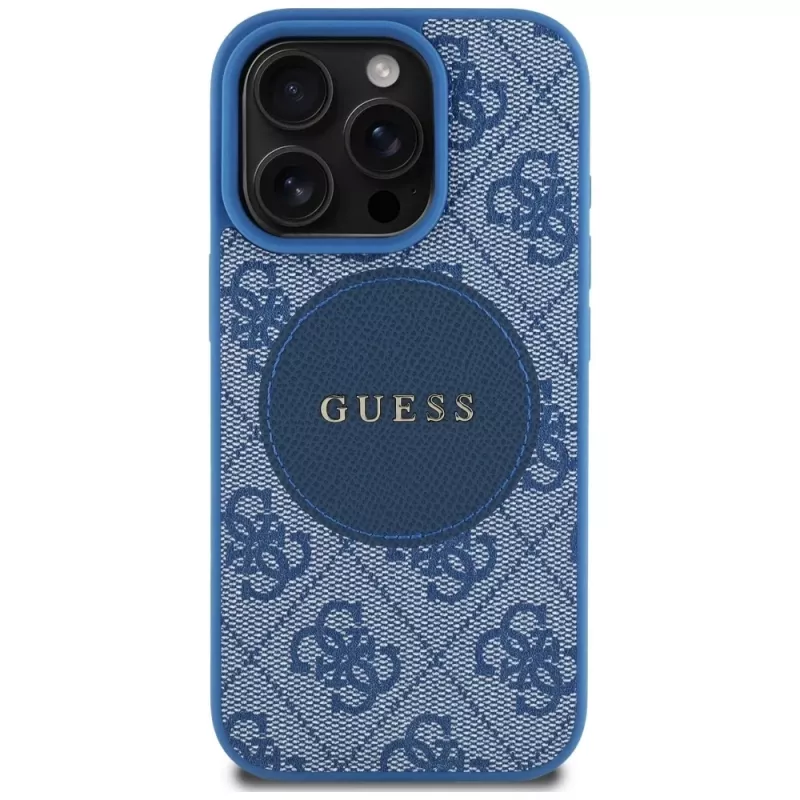Guess 4G Circle Classic Logo MagSafe kuori iPhone 16 Pro Max, sininen