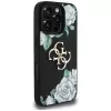 Guess Grained Roses Big 4G Logo Case Apple iPhone 16 Pro, musta