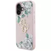 Guess Grained Roses Big 4G Logo Case Apple iPhone 16, pinkki