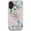 Guess Grained Roses Big 4G Logo Case Apple iPhone 16, pinkki
