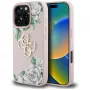 Guess Grained Roses Big 4G Logo Case Apple iPhone 16 Pro, pinkki